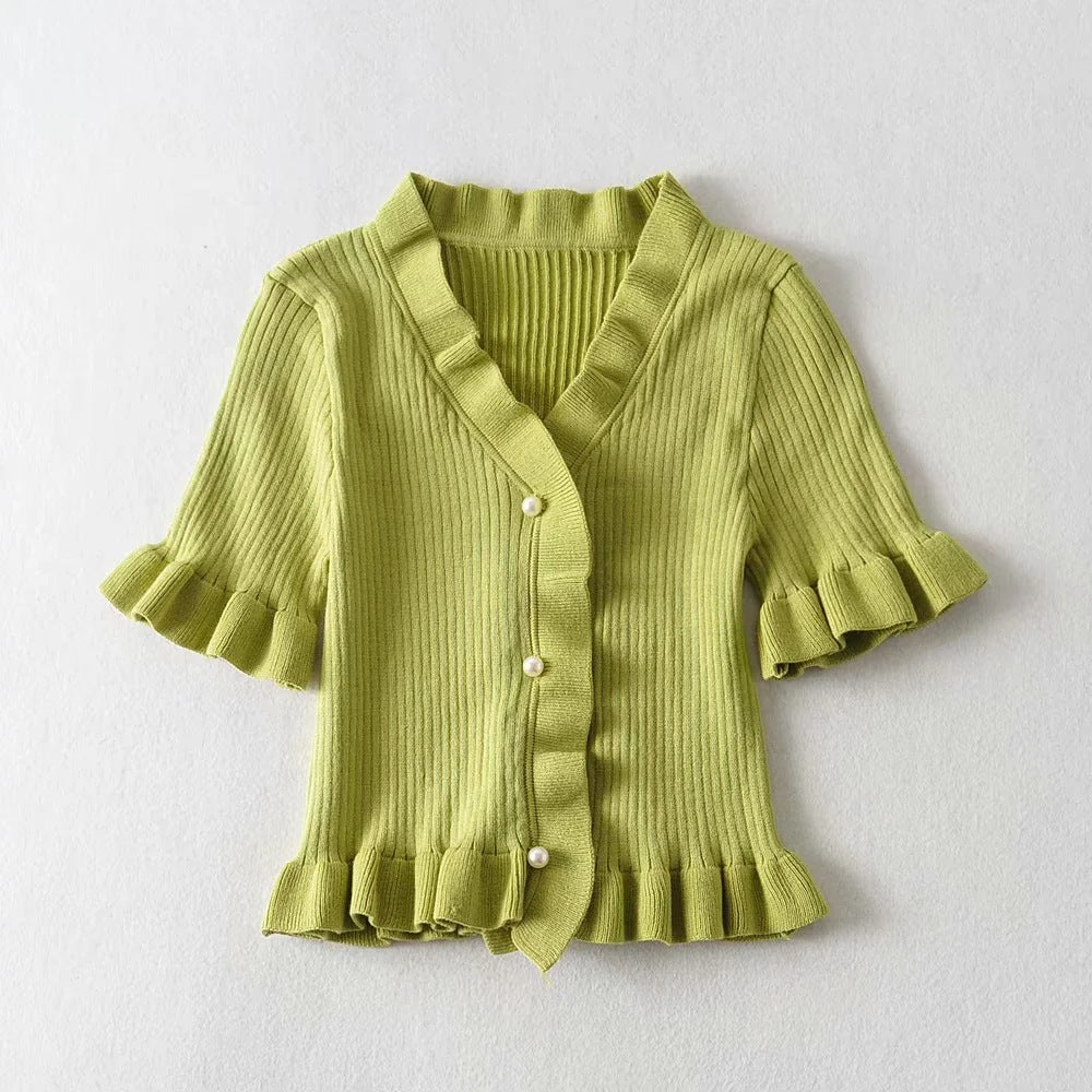The Pearl Ruffle Cardigan