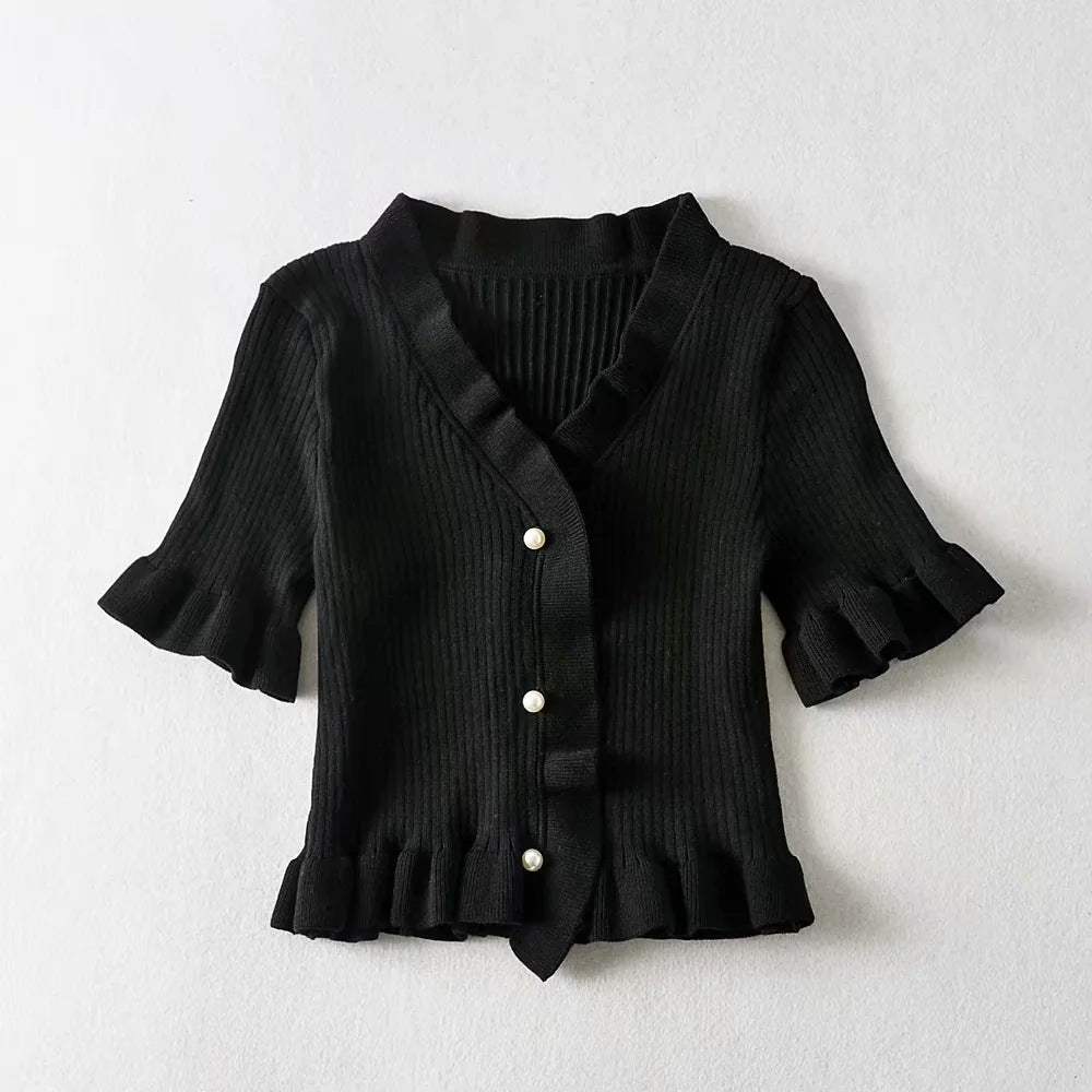 The Pearl Ruffle Cardigan