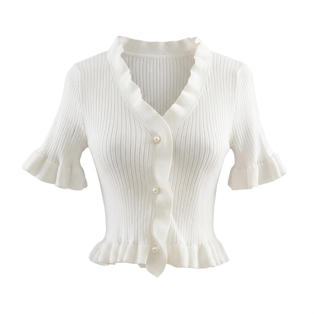 The Pearl Ruffle Cardigan