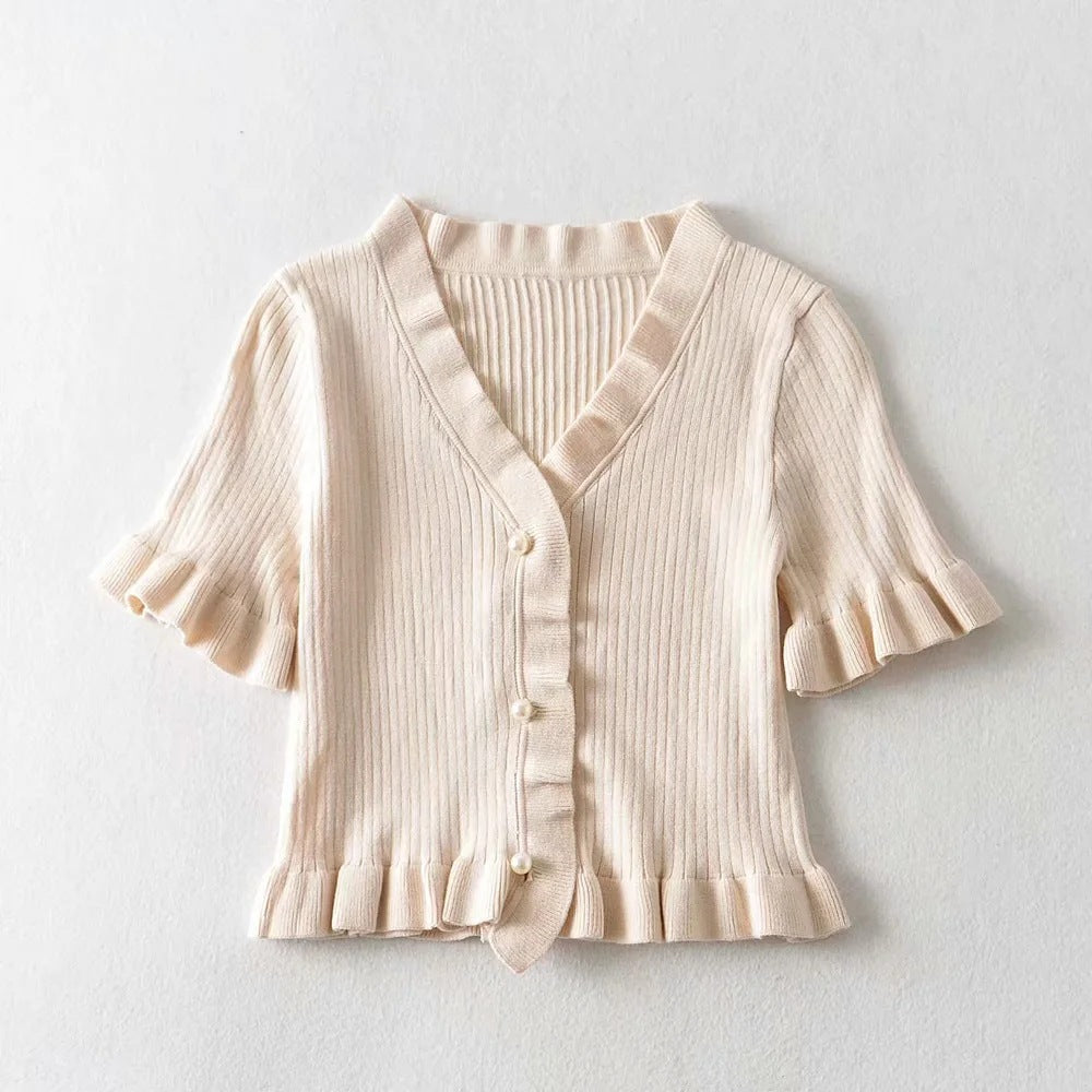 The Pearl Ruffle Cardigan