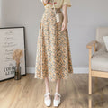 High Waist Chiffon Daisy A-line Mid-length Dress